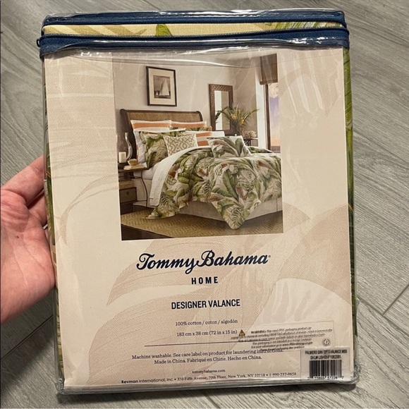 🆕 Tommy Bahama Palmiers Window Valance Green Cream Tropical Leaves Boho - Picture 5 of 8